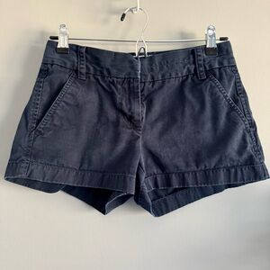 J Crew Women’s 3” Chino Shorts in Navy Blue, 00